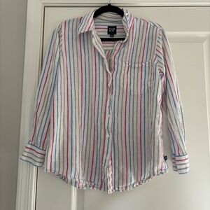 GAP Vintage Women’s Striped Linen Blend Button-Up Shirt